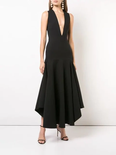 Shop Solace London Plunge Neck Maxi Gown In Black