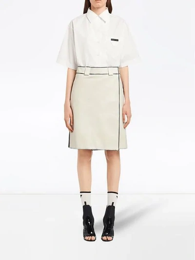 Shop Prada Leather Skirt In White