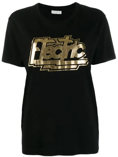 Shop Sandro Printed 'electric' T-shirt In Black