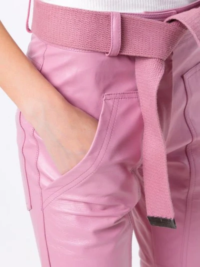 Shop Andrea Bogosian Belted Leather Pants In Pink