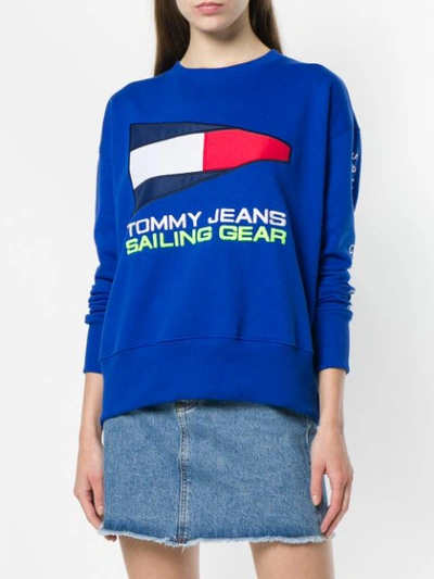 Shop Tommy Jeans Logo Sweatshirt In Blue