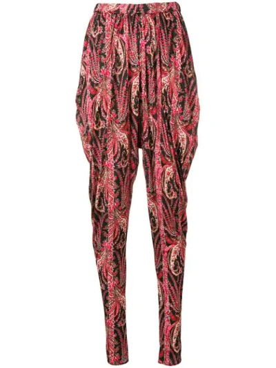 Shop Isabel Marant Loose Paisley Print Trousers - Black