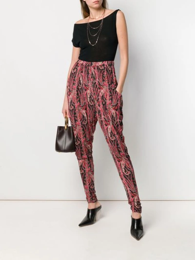 Shop Isabel Marant Loose Paisley Print Trousers - Black