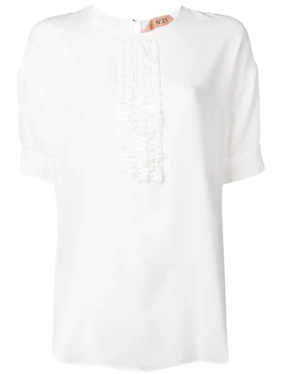 Shop N°21 Ruffle Panel T-shirt In White