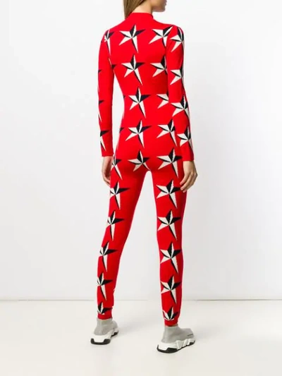 Perfect Moment Star Ii Intarsia Merino Wool Jumpsuit In Red