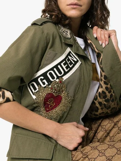 Shop Dolce & Gabbana D.g. Queen Badge Jacket - Green