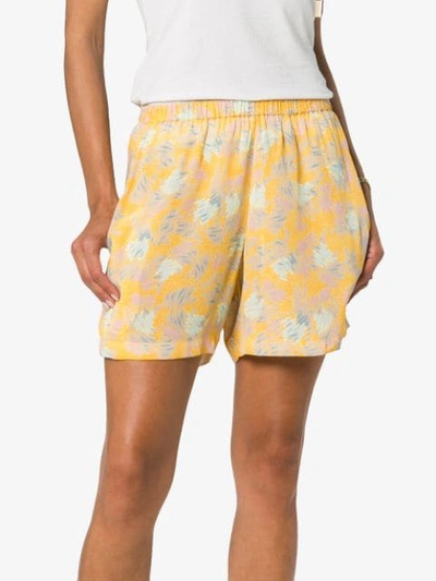 Shop A Peace Treaty Yuna Print Crepe Shorts In Yellow