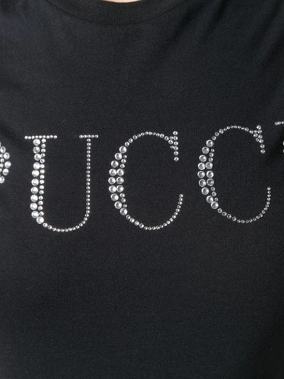 Shop Emilio Pucci Crystal Embellished Logo T-shirt In Black