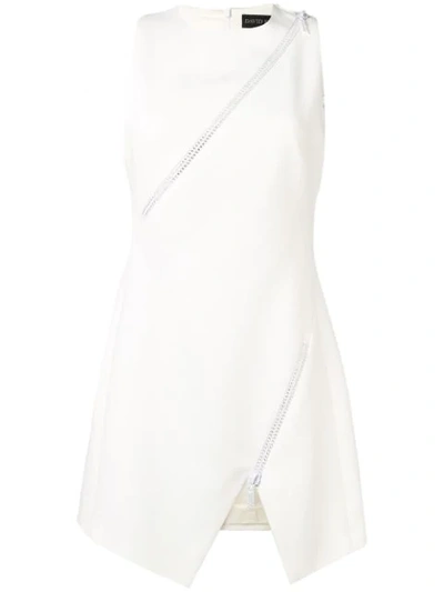 Shop David Koma Zip-embellished Crepe Dress In White