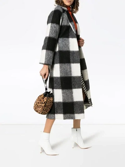 Ganni Mckinney Checked Wool-blend Coat In Gray | ModeSens