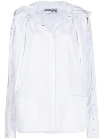 Shop Courrèges Hooded Shirt In White