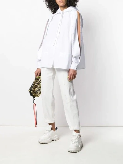 Shop Courrèges Hooded Shirt In White