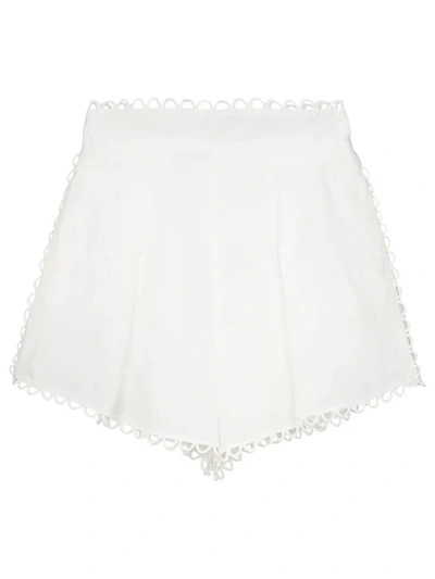 Shop Zimmermann Alli Lace Trim Shorts In White