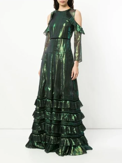 Shop Huishan Zhang Layered Pleated Dress - Green