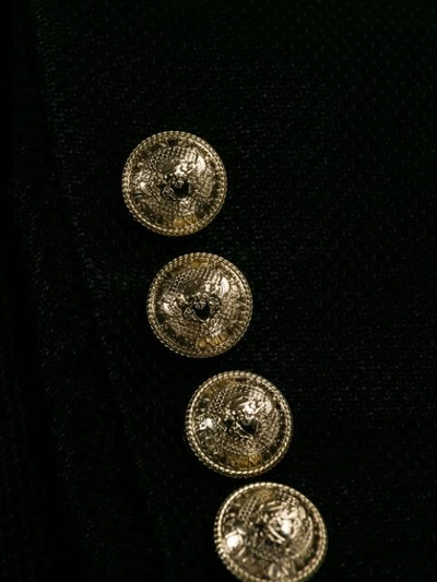 Shop Balmain Velvet Button-embellished Blazer In Black