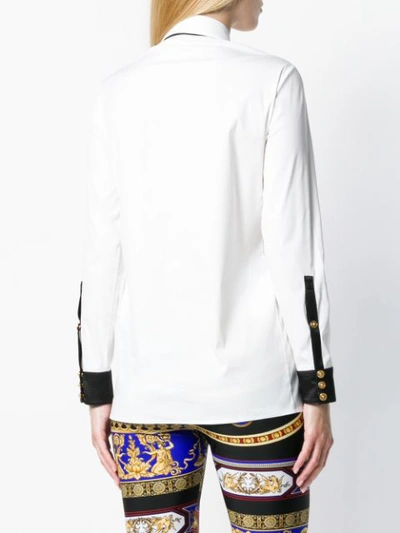 Shop Versace Embellished Trim Shirt - White