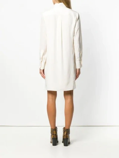 Shop Chloé Pussy Bow Short Dress In Neutrals