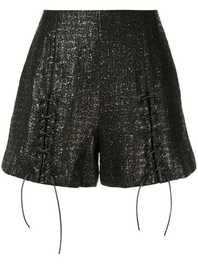Shop Olivier Theyskens Metallic Shorts In Black