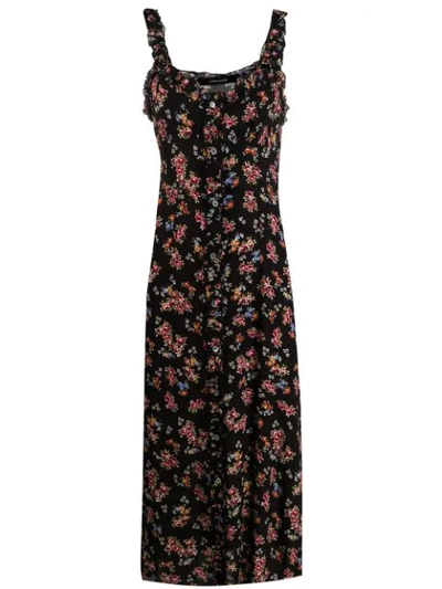 ANDAMANE FLORAL PRINT MIDI DRESS - 黑色