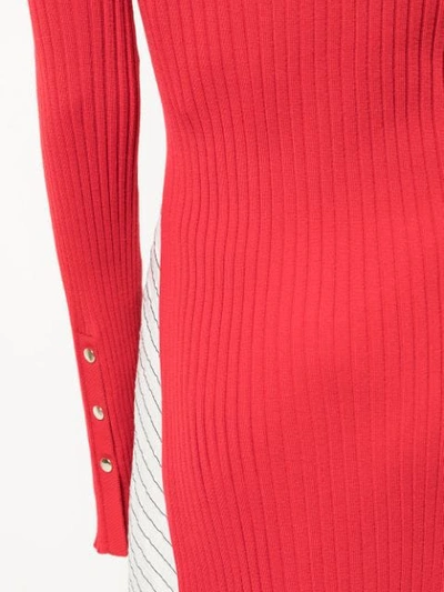 Shop Stella Mccartney Ribbed Knit Side Slit Sweater In Red