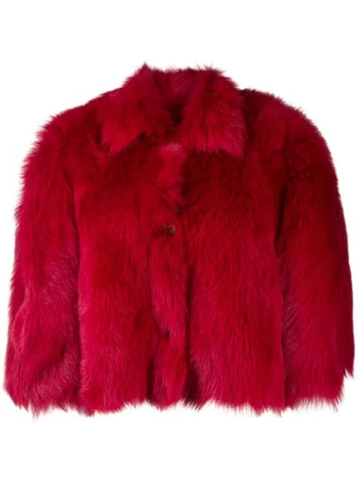 Shop Red Valentino Oversized Cropped Jacket In Red