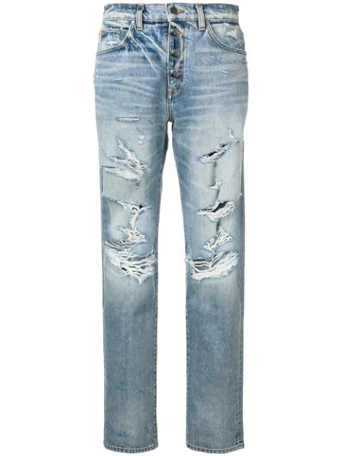 Amiri Slouch Distressed Effect Jeans In Vintage Indigo | ModeSens