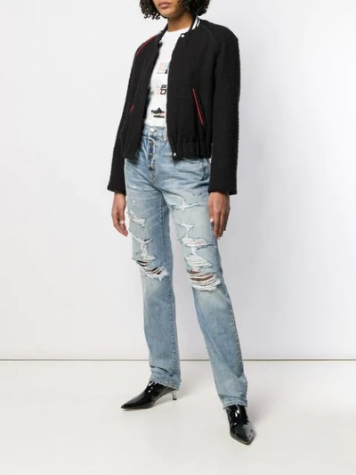 Shop Amiri Slouch Distressed Effect Jeans In Blue