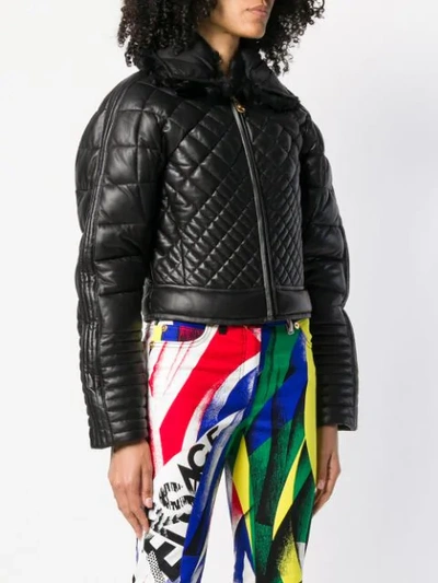 Shop Versace Zipped Quilted Jacket - Black