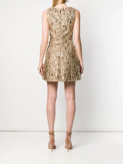 Shop Alice And Olivia Sequin Embroidered Mini Dress In Gold