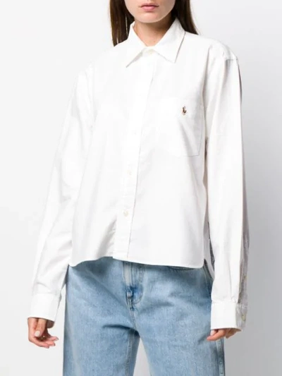 Shop Polo Ralph Lauren Logo Embroidered Shirt In White