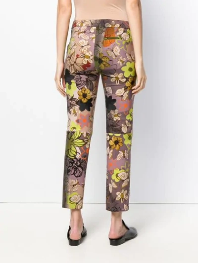 Shop Luisa Cerano Floral Print Cropped Trousers - Pink
