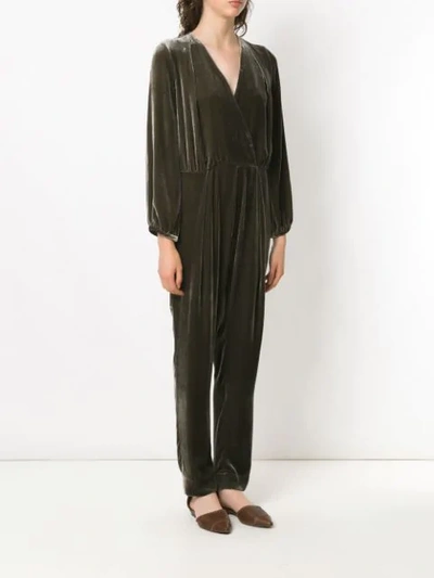 Shop Andrea Marques Velvet Jumpsuit In Green