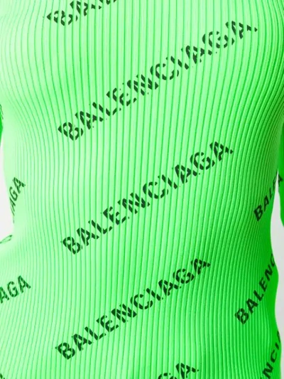 Shop Balenciaga Allover Logo Sweater In Green