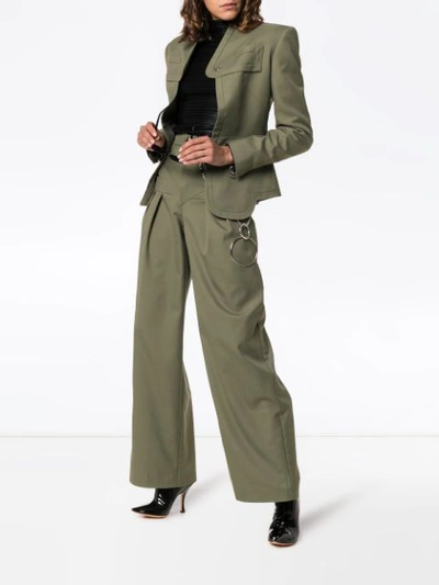 Shop Situationist One Button Wool Blazer In Green