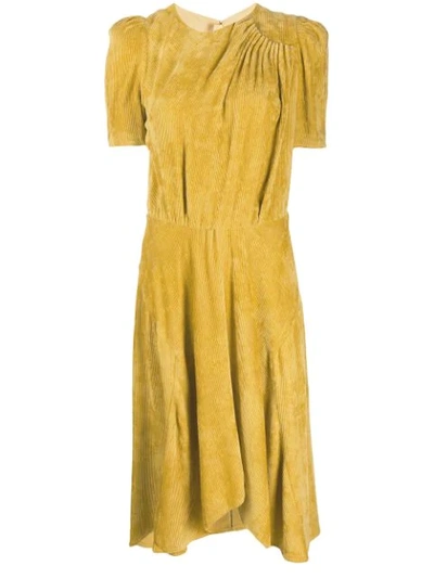 Shop Isabel Marant Fanao Ruched Velvet Dress - Yellow