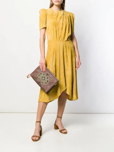 Shop Isabel Marant Fanao Ruched Velvet Dress - Yellow