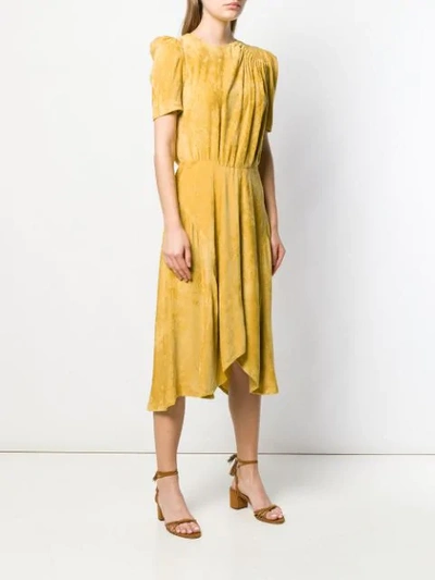 Shop Isabel Marant Fanao Ruched Velvet Dress - Yellow