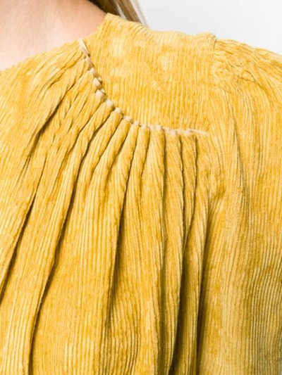 Shop Isabel Marant Fanao Ruched Velvet Dress - Yellow