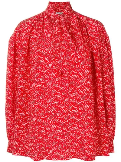 Shop Miu Miu Pussy Bow Blouse In Red