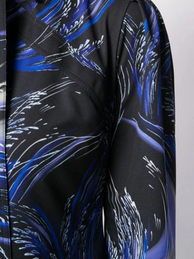 Shop Givenchy Wave Print Midi Shirt Dress In Black