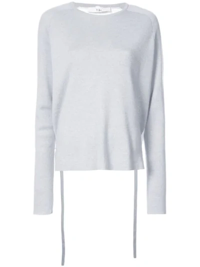 Shop Tibi Ruched Back Panelled Sweater In Grey