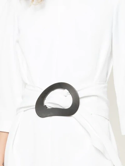 Shop Tibi Drape Twill Shirred Sleeve Dress With Removable Belt In White