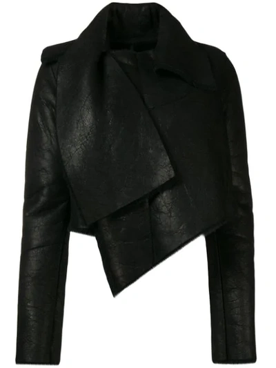 Shop Ben Taverniti Unravel Project Asymmetric Shearling Jacket In Black