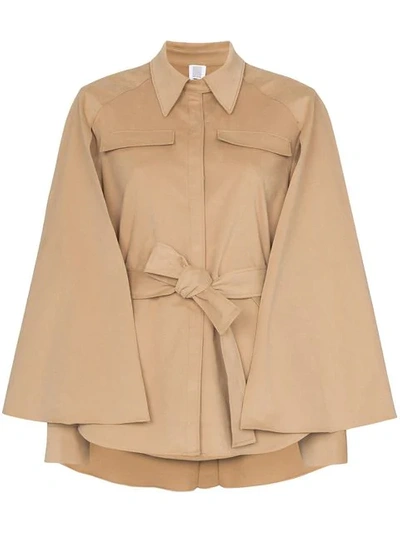 Shop Rosie Assoulin Short Belted Cape Jacket In Neutrals