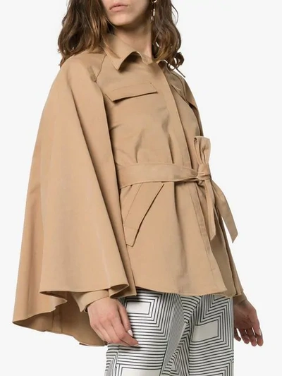 Shop Rosie Assoulin Short Belted Cape Jacket In Neutrals