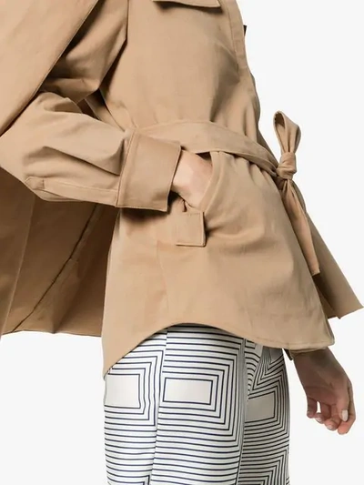 Shop Rosie Assoulin Short Belted Cape Jacket In Neutrals