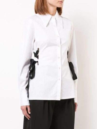 Shop Yigal Azrouël Lace Detail Button-up Blouse In White