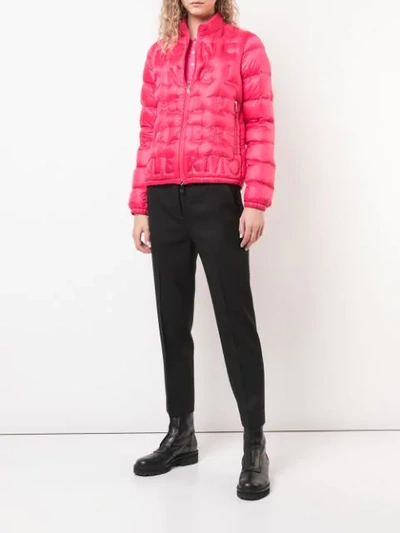 Shop Moncler Logo Quilted Padded Jacket In Pink