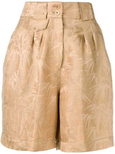 Shop Etro Bamboo Jacquard Shorts In Neutrals