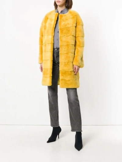 Shop Liska Luce Fur Coat In Yellow